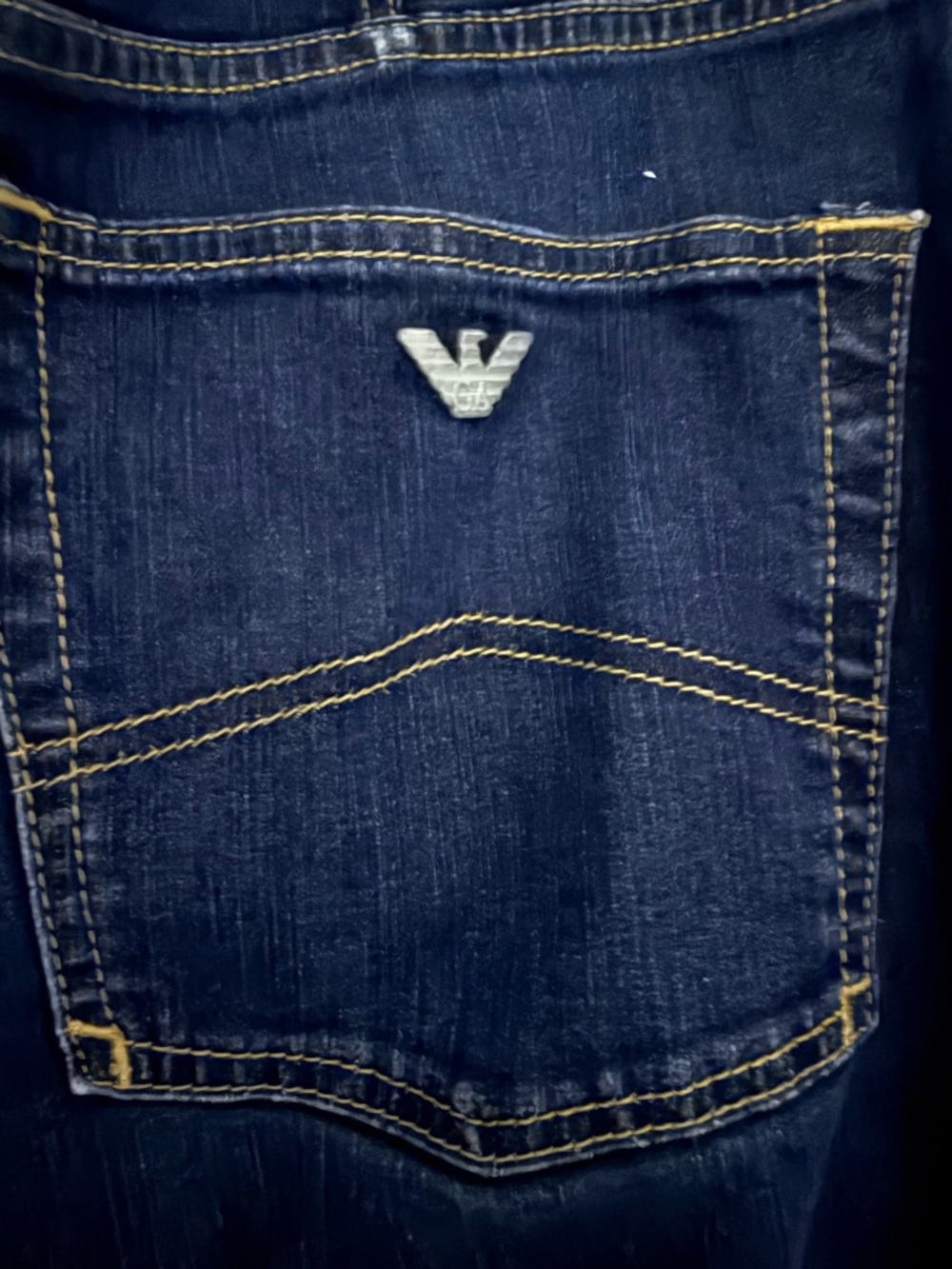 Armani Jeans Dark Blue Slim Straight Men’s Jeans with Contrast Stitching